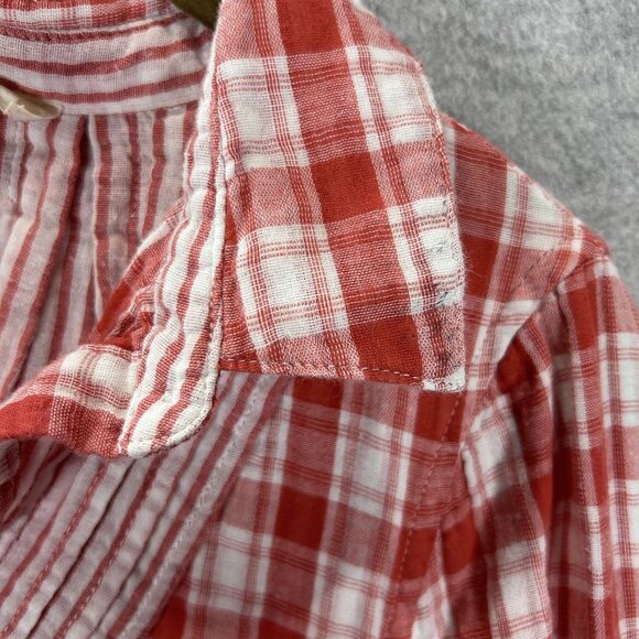 Entro Womens Small  Shift Dress Red White Plaid Tunic Top Cottage Core Pockets - Picture 15 of 15